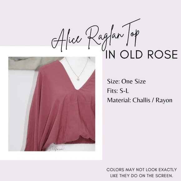 BATWING TOP IN OLD ROSE - Picture 2 of 2
